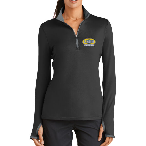 Embroidered The Lube Center - Ladies Dri FIT Stretch 1/2 Zip Cover Up Thumbnail