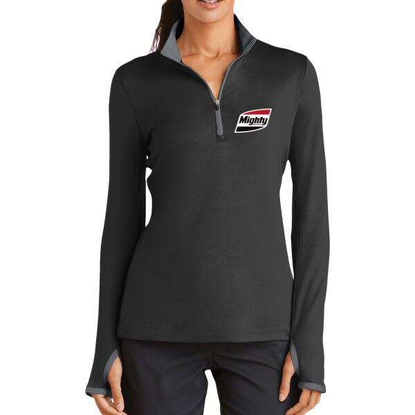 Printed Mighty Auto Parts - Ladies Dri FIT Stretch 1/2 Zip Cover Up Thumbnail