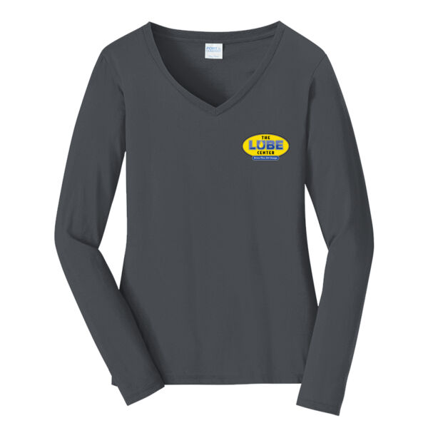 Printed The Lube Center - Ladies Long Sleeve Fan Favorite V Neck Tee Thumbnail